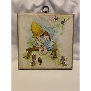 VINTAGE HALLMARK~CHARMERS Painting On Wood 9.5” X 9.5” Signed